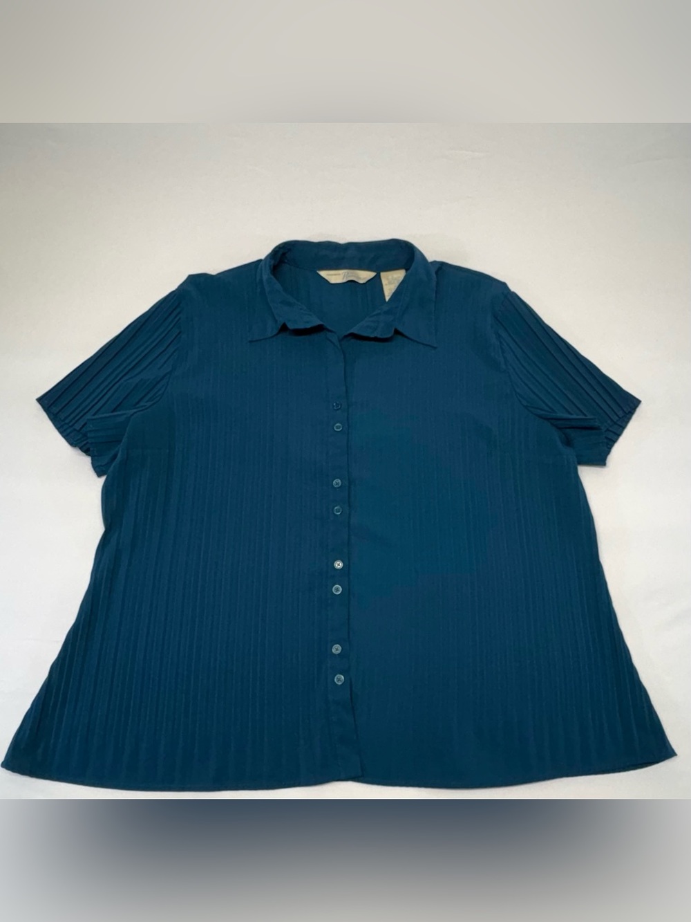 VINTAGE Penmans Teal Textured Pleated Top - Size XL - EUC